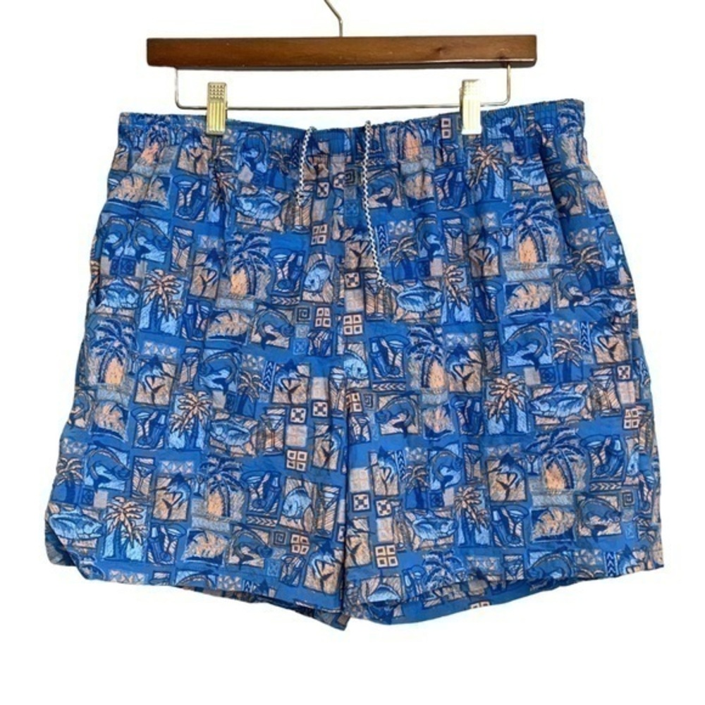 Columbia Swim Shorts Blue Orange Fish Size‎ Large